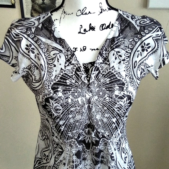 UNITY WORLD WEAR Cap Sleeve Mini Dress/Tunic (sz S) - Picture 2 of 11